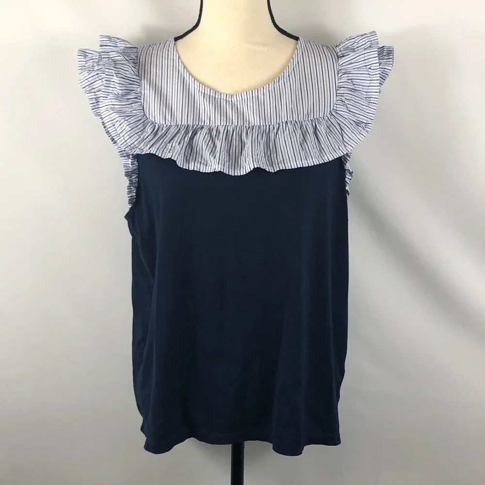 J. Crew Striped Ruffles Top